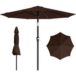 AreShark 9 FT Patio Umbrella for Outdoor, Outdoor Table Umbrella with Push Button Tilt and Crank, Outdoor Patio Umbrellas with 8 Sturdy Ribs for Market, Garden, Pool (Brown)