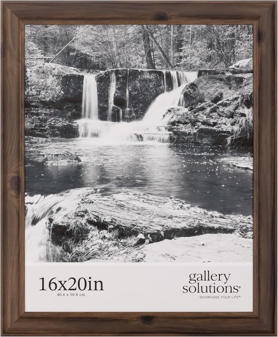 Gallery Solutions - 16"x20" - Wallnut Frame - Large Wall Frame - Stylish and Versatile Solution - Favorite Photos or Artwork - Rectangular Frame - Single Picture Frame