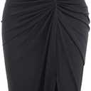 ZAFUL Women's Casual Sleeveless Summer Two Piece Outfits Crop Top and Side Split Draped Ruched Maxi Skirt Set Solid Suiting (Large, 1-black)