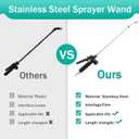 Pump Sprayer Wand,Adjustable Universal Sprayer Wand with 3/8" Brass Barb, Stainless Steel Replacement Sprayer Wand with Shut off Valve (1/4" & 3/8" Barbs Sprayer Wand)