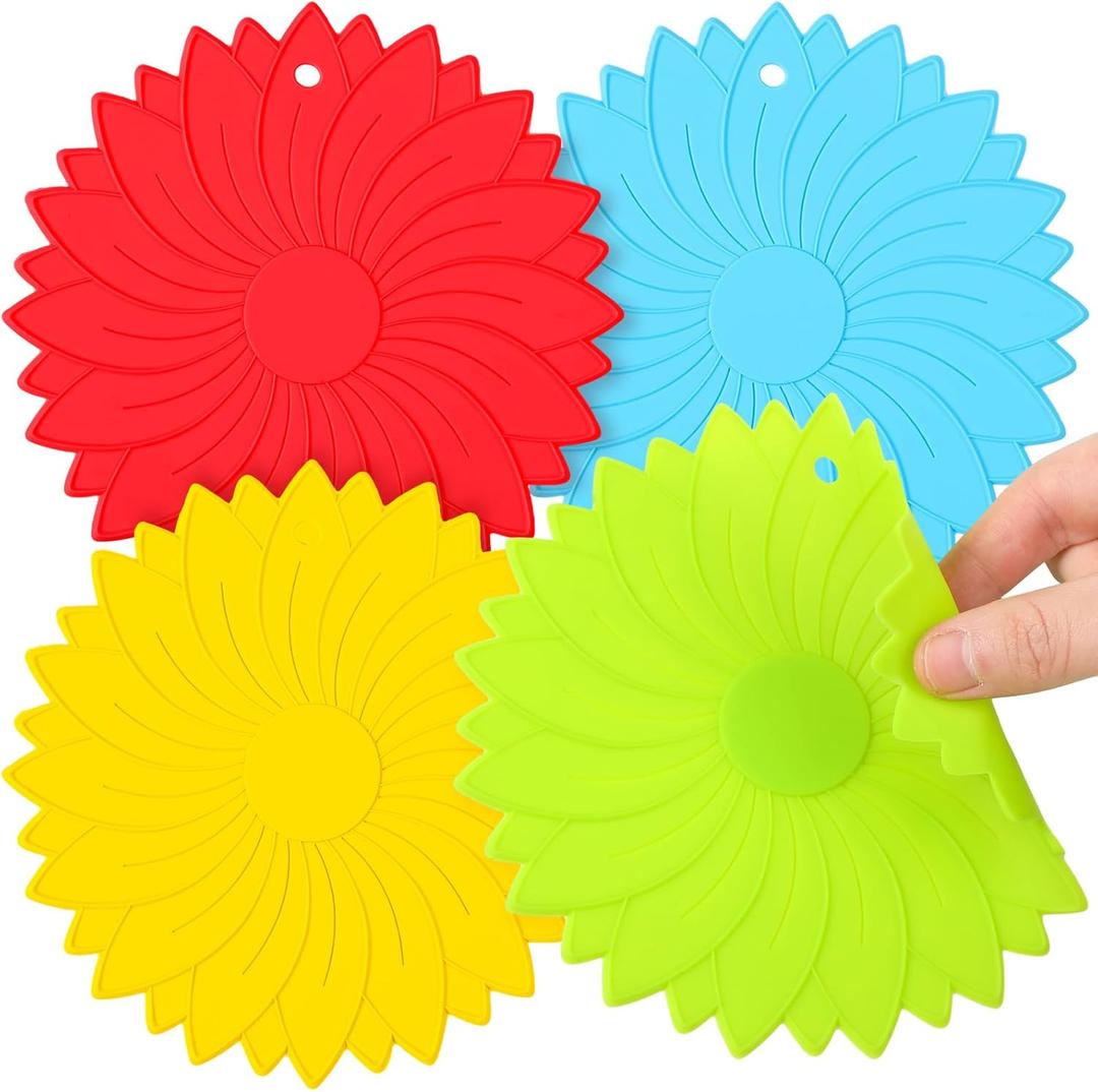 Maxdot 4 Pcs Large Rubber Jar Opener Pad Jar Opener 6.10 Inch Multi Function Non Slip Jar Opener Resistant Coasters for Weak Arthritis Hands Seniors Easy Opening(Bright Colors)