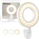 Olumiring Selfie Ring Light 3500K-8500K, Adjustable LED Ring Light with Clamp for Phone, Rechargeable Selfie Fill Light for Video Recording, Perfect for Phone Calls, Video Conferences and Makeup