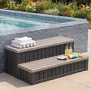 36.6 Hot Tub Steps with Storage, 780 lbs Load Capacity Heavy Duty Outdoor Spa Steps with No-Screw Snap Assembly, Non-Slip Universal Hot Tub Stairs for Spa, Pool, Patio, RV, Porch & Indoor Use, Coffee