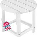 LZRS Round Adirondack Patio Side Table End Table, Outdoor Side Tables for Patio, Backyard,Pool, Indoor Companion, Easy Maintenance & Weather Resistant(White)