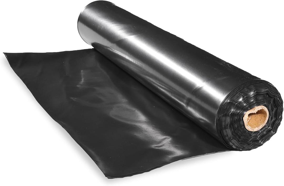 Black Plastic Sheeting Roll 10 Mil 10'x100' Polyethylene Film, Heavy Duty Black Painters Tarp for Drop Cloth, Weed Barrier, Concrete, Vapor, Construction, Cover (10'X100'(10 Mil))