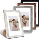 Hongkee 8x12 Picture Frame Set of 4, Made of Real Glass and Multicolour Wooden Frame, 8 by 12 Photo for Wall or Tabletop - Display Picture 6x8 with Mat or 8x12 Without Mat