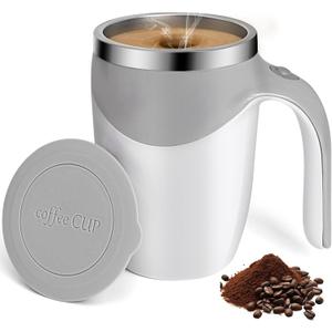 Self Stirring Coffee Mug, 13 oz Self Stirring Mug, Automatic Self Stirring Cup with Lid, Stainless Steel Coffee Mug for Coffee, Milk, Cocoa and Other Beverages at Office, Kitchen, Travel, 1Pcs