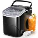 Ice Makers Countertop,26Lbs/24H,9 Cubes in 6 Mins,Portable Ice Maker Machine with Self-Cleaning,2 Sizes of Bullet Ice,Perfect for Home Kitchen(Black)