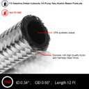 12FT 6AN 3/8 Fuel Line Hose Braided Stainless Steel w/6pcs AN6 Hose Fitting Kit