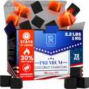 Premium Coconut Charcoal Cubes - Coconut Coals XL Pack of 72 Count & 1 KG (2.2 lbs)  Premium Quality 25mm (1x1x1 in)  100% Natural Coconut Charcoal Cubes  NOT Quick Light - Pack of 1