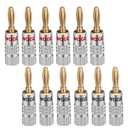 WGGE WG-009 Banana Plugs Audio Jack Connector, 24k Gold Dual Screw Lock Speaker Connector for Speaker Wire, Wall Plate, Home Theater, Audio/Video Receiver and Sound Systems (6 Pairs / 12 pcs)