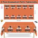 2 x 2Pcs 2026 Graduation Table cloths, 108" X 54" Orange Grad Party Decorations, Disposable Plastic Tablecover for Grad Decor Party Supplies, Rectangle Table Covers for Class 2026 Congrats Grad for kids