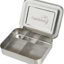 LunchBots Large Cinco Stainless Steel Lunch Container - Five Section Design Holds a Variety of Foods - Metal Bento Box - Dishwasher Safe - Stainless Lid - Stainless Steel