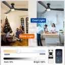Depuley 52-Inch Ceiling Fans with Lights: Black 3 Blade Flush Mount Low Profile Ceiling Fan for Bedroom - Dimmable Indoor Outdoor Fan with Remote APP Control Ultra Quiet DC Motor Timer