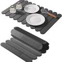 Extral Large Quick Dry Stone Drying Mat for Kitchen Counter,24"(L)x16"(W) Collapsible Eco-Friendly Absorbent Diatomaceous Earth Mat for Dishes Cups,Dish Drying Mats (Deep gray-Ellipse, 24x16 inch)