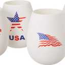 USA Flag Glasses - 100% Silicone 12 oz - Set of 4 - Cups Only (Americana)