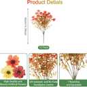 Fall Artificial Flowers for Outdoor Clearance - 12 Pcs Faux Eucalyptus Stems with Mums, UV Resistant Fake Fall Flowers, Artificial Plants for Porch, Front Door Wreaths, Centerpieces (12, Fall Orange)