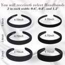 DiyJibb Velvet Headbands for Women and Teens, 6PCS Non-Slip Padded Hairbands with 3 Width Options (0.6", 0.8", 1.2"), Soft Comfortable Hair Accessories for Daily Wear, Makeup, Sports, and Gifts (Black)