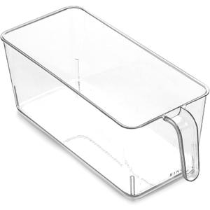 BINO | Clear Storage Organizer, Medium | THE HOLDER COLLECTION | Clear Containers for Organizing with Built-in Handles | Pantry Organization and Storage | Fridge Organizer | Smart Bin Cabinet