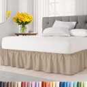 Wrap Around Dust Ruffle Bed Skirt - Cream - for Full Size Beds with 24 Inch Drop - Easy Fit Elastic Strap - Adjustable Pleated Bedskirt w/Brushed Fabric - Wrinkle Free - for Women, Men, Kids & Teens