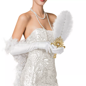 Handheld Ostrich Feather Fan 1920s Vintage Flapper Hand Fan for Costume Party