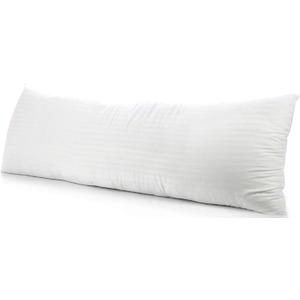 Comfort Beddings Body Pillow Cover Pillowcase 20 x 48 Zipper Closer 100% Organic Cotton 600 Thread Count Premium White Stripe Body Pillowcases Pillow Covers, 20 x 48 inch