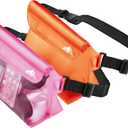 HEETA 2/3/4 Pack Waterproof Pouch with Waist Strap, Screen Touchable Dry Bag with Adjustable Belt for Phone Valuables for Kayaking, Swimming, Snorkeling, Boating, Fishing, Surfing & Beach (Orange & Pink)