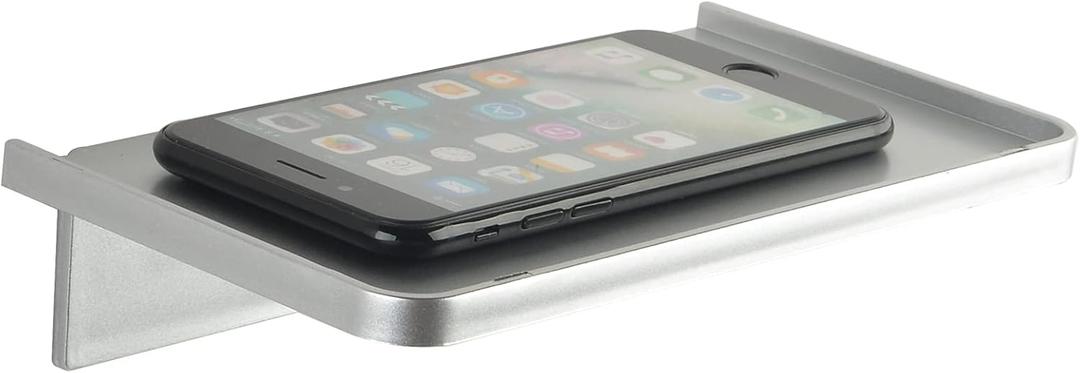 Acrylic Floating Wall Shelves - Small Stick-on Wall Mounted Phone Shelf Holder Wipes Rack Smart Speaker Shelf for Bathroom,Kitchen,Toilet,Bedroom,Office - Sliver (Silver)