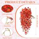 2 x Artificial Fall Hanging Flowers for Decoration, 2pcs Long Vine Fake Flowers Plants Morning Glory, Realistic Faux Petunias for Planter Patio Porch Garden Autumn Outdoors Dec, Orange Red