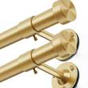 YaFex 2 Pack Heavy Duty Curtain Rods 32-150 Inch, 1 Inch Adjustable Gold Curtain Rod for Windows, Extra Long Window Treatment Rods Set with Aluminium Finials, Modern Design