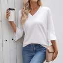 VICHYIE Summer Tops Women Short Sleeve Shirts Beach Vacation Outfits Plus Size Tshirts Casual Loose Clothes (White, S)