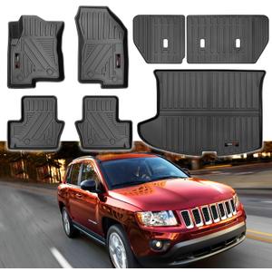 Custom for 2007-2016 Jeep Compass/Patriot /2007-2012 Dodge Caliber/Floor Mats Cargo Trunk Liner and Backrest Mat All Weather TPE Rubber Protection Mat Accessories (for 2007-2016 Jeep Compass)