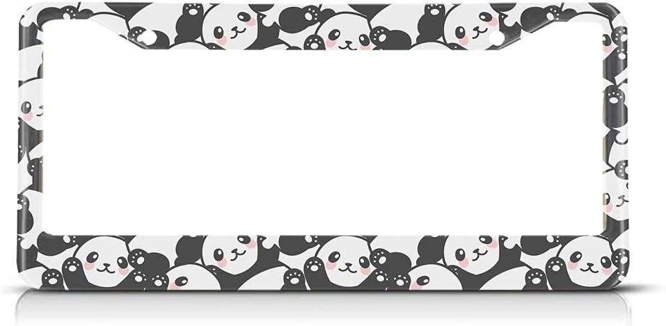 Smile Panda License Plate Frame Cute License Plate Holder Lovely Animal Pattern Funny Happy Car Tag Frame License Plate Car Accessories 2 Holes Novelty Auto Car Tag Vanity Present 