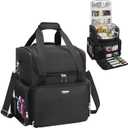 Relavel Hair Tools Travel Bag Hairstylist Traveling Bag Hairdresser Cosmetology Bag Storage Organizer Case for Hair Stylist Essentials, Barber Accessories with Adjustable Dividers and Shoulder Strap (Large, Black)