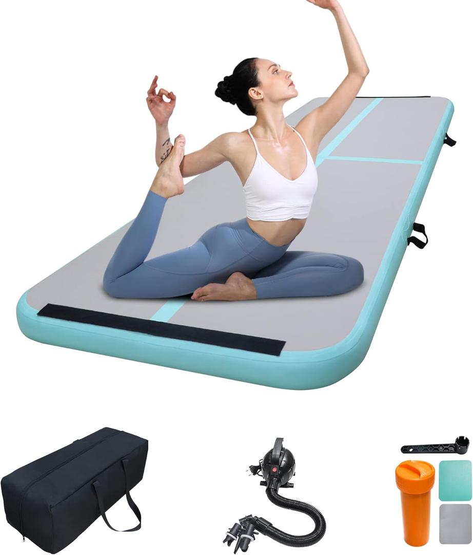VIYAU Air Tumbling Mat Tumble 16ft Inflatable Gymnastics Air Mat for Gymnastics Training/Home Use/Yoga/Water Gymnastics With Pump