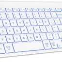 SABLUTE Wireless Keyboard with 7 Colored Backlits, Rechargeable Silent Compact Cordless Computer Keyboard with Low Profile Quiet Light Up Keys for Windows, PC, Linux, Chrome, Mac (White)