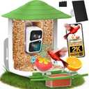 birdsnap TUC Bird Feeder with Camera 2K HD, Solar Panel 32GB Card 4-in-1 Perch, 160View Auto Detect & Notify AI Identify Video Bird Camera Wireless Outdoors Ideal Gift for Birds Lover (Green)
