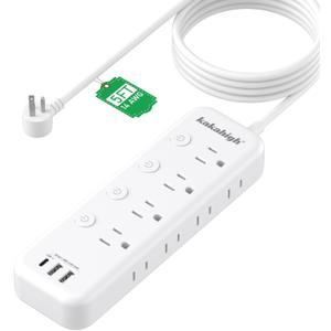 Appliance Extension Cord with Individual Switches on Off - 5 FT, 14 Gauge Heavy Duty Extension Cord with USB Ports, 8 outlets, High Wattage for Microwave, Workbench, Kitchen, Garage Must Have