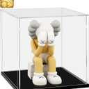 LANSCOERY Large Acrylic Display Case, 18x14x18 in, Upgraded Thickened UV-Resistant Showcase, 10mm Heavy Duty Matte Base, 98% Clarity Dustproof Box for Statues & Memorabilia, Scraper & LED Light