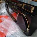 Aiwa Retro Boombox CD Player with Cassette Recording, Bluetooth 5.0, FM/AM Radio, USB/SD/AUX Inputs, VU Meter, LCD Display, Dual 40W Speakers, Black/Gold