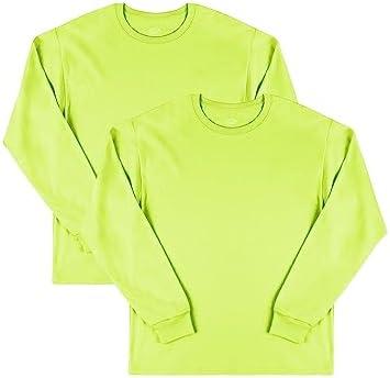 Fruit of the Loom Mens Eversoft Cotton Long Sleeve T Shirts, Breathable & Moisture Wicking with Odor Control, Safety Green 4XL