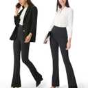 AFITNE Women's Dress Pants High Rise Flare Pants Pull On Stretchy Work Pants Business Office Casual Slacks with Pockets (Black, M)