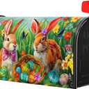 Easter Bunnies Mailbox Covers Magnetic Standard Size 25.5" X 21",Spring Colorful Eggs Flowers and Butterflys Mailbox Wraps Post Letter Box Easter Cover for Holiday Garden Yard Decor