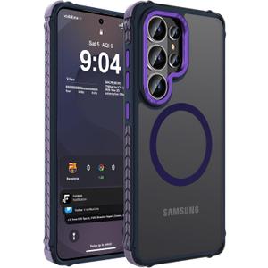 DEERLAMN Strong Magnetic Case for Samsung Galaxy S26 Ultra 6.9-Inch,[Compatible with Magsafe][Military Grade Drop Protection] Translucent Matte Shockproof Protective Phone Cover, Frosted Purple
