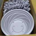 Tioncy 50 Pcs Plastic Hanging Planter Round Hanging Pot for Plants Containers with Hook Flower Plant Pots Holders for Outdoor Indoor Plant Balcony Garden Decor(Gray White)