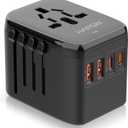 Universal Travel Adapter, PD20W International Power Adapter, 2 USB-C & 2 USB-A Fast Charging Travel Charger, All in One Worldwide Travel Plug Adapter, Outlet Adapter for Europe EU UK USA AU