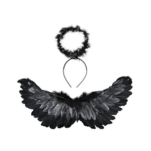 Angel Wings Costume Accessories-Feather Wings with Halo Headband Set for Adults, Lightweight Adjustable Fairy Wings,Cosplay