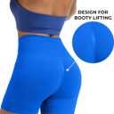 Women's Workout Gym Shorts Booty V Cross Spandex Yoga Biker Shorts (Blue, M)