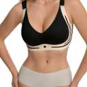 Womens Wireless Bras Comfortable No Underwire Bralettes Full Coverage Everyday Bras (Black, XXL)