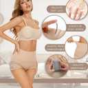 SURE YOU LIKE Tummy Control Shapewear for Women Lace Mid Waisted Underwear Body Shaper Panties (Beige, M)